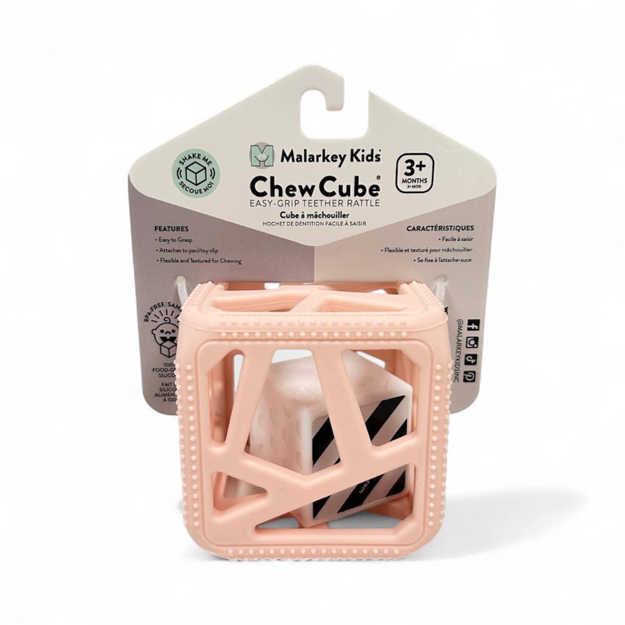 CHEW CUBE || SILICONE TEETHER RATTLE || MARBLE GREY