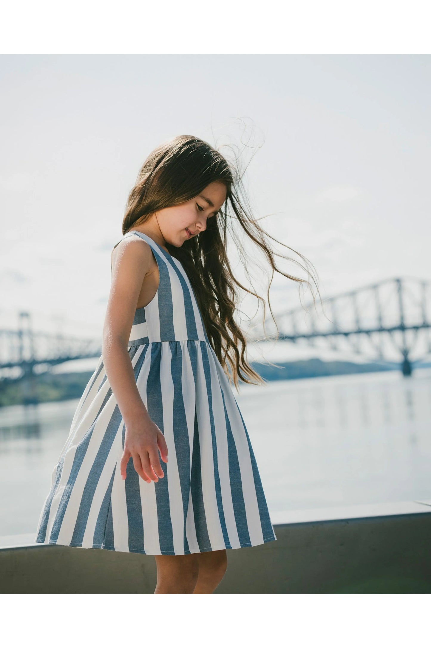 LINEN DENIM STRIPE DRESS