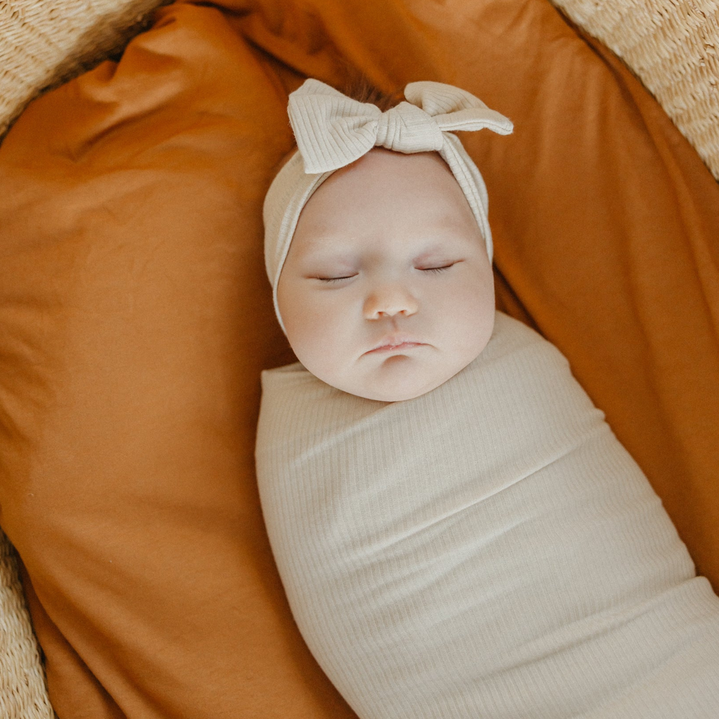 RIB KNIT SWADDLE BLANKET || MOONSTONE