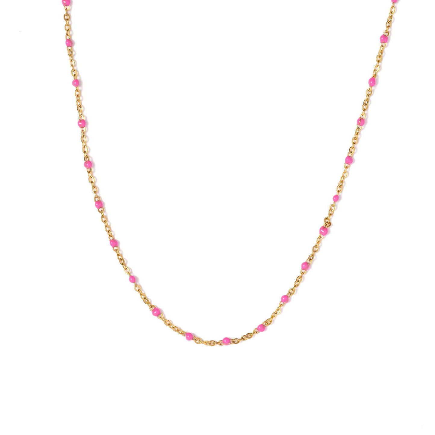 ENAMEL BEAD NECKLACE || PINK