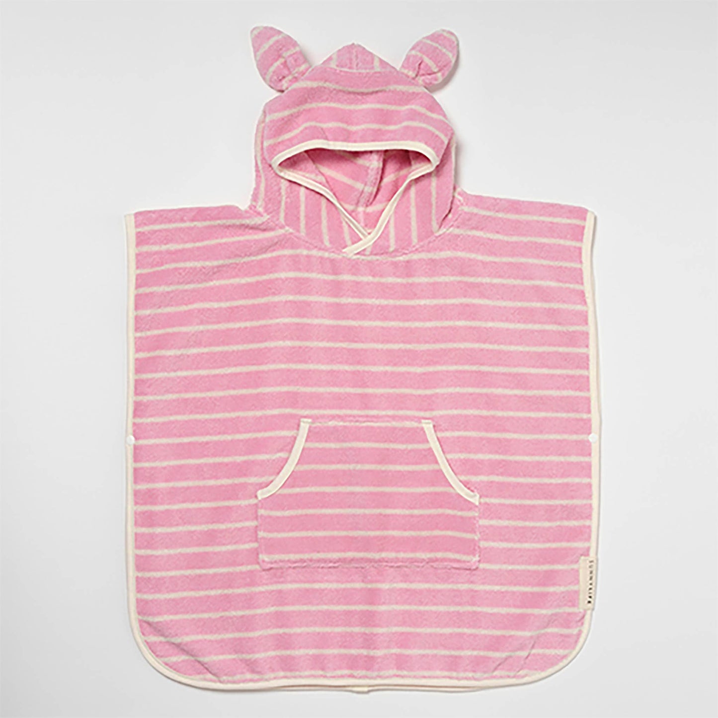 CHARACTER HOODED TOWEL || PINK STRIPE