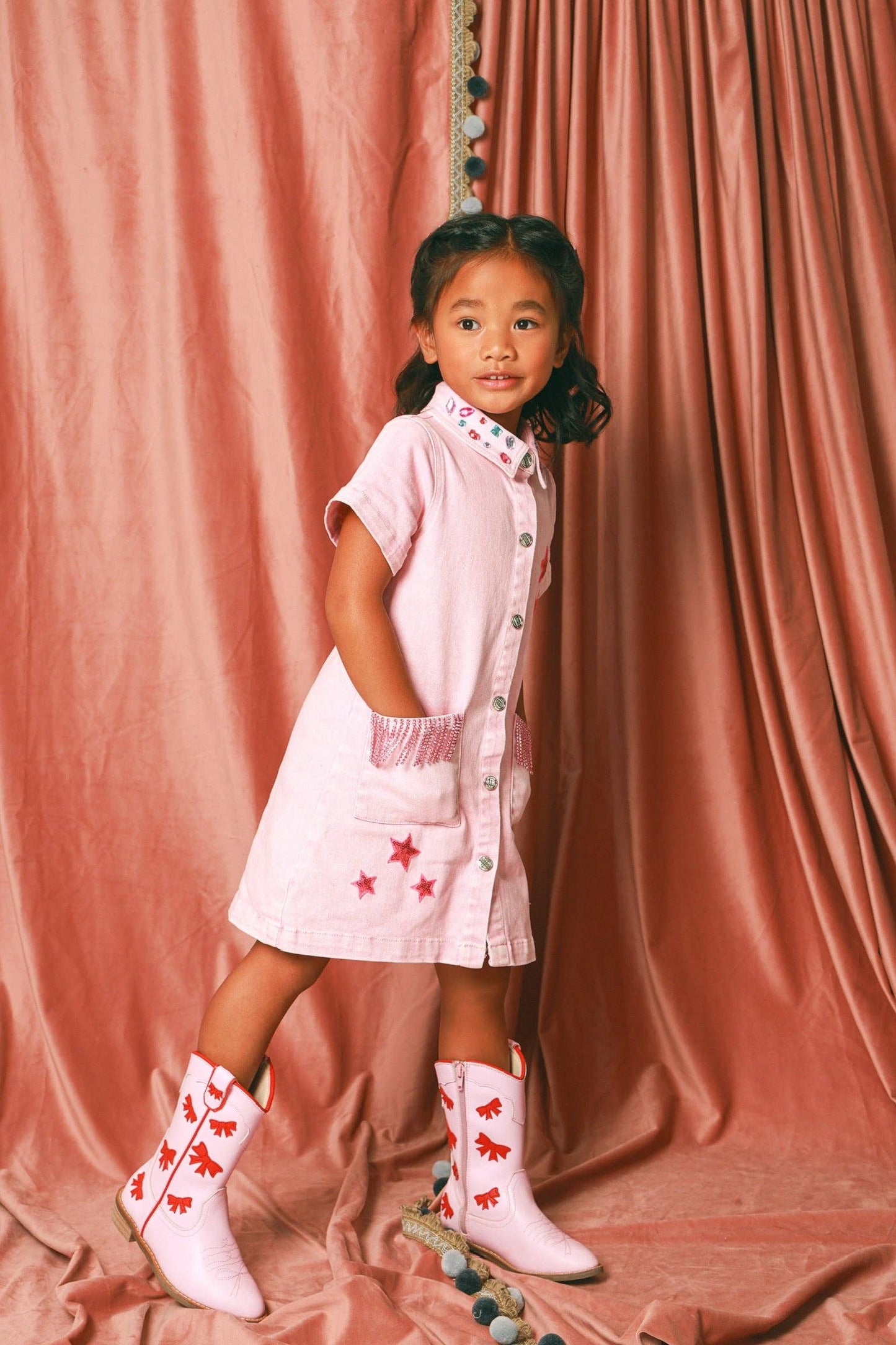 PINK DENIM DRESS