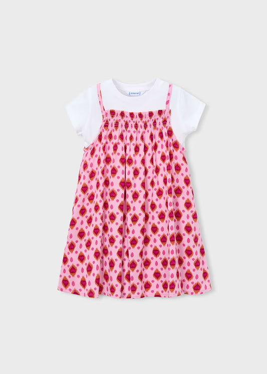 PRINTED DRESS WITH FAUX T-SHIRT || CANDY