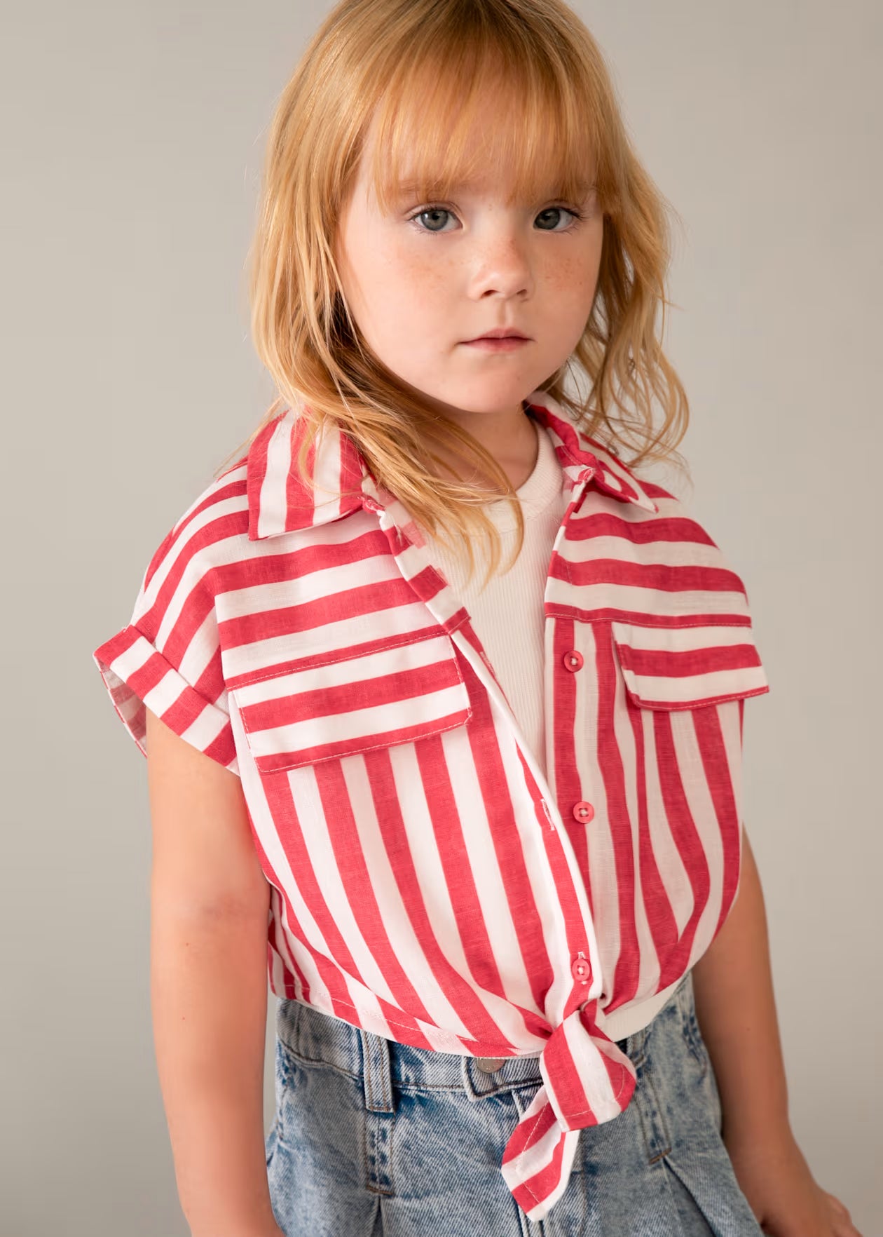 GIRL BLOUSE WITH UNDER TOP || RED STRIPE