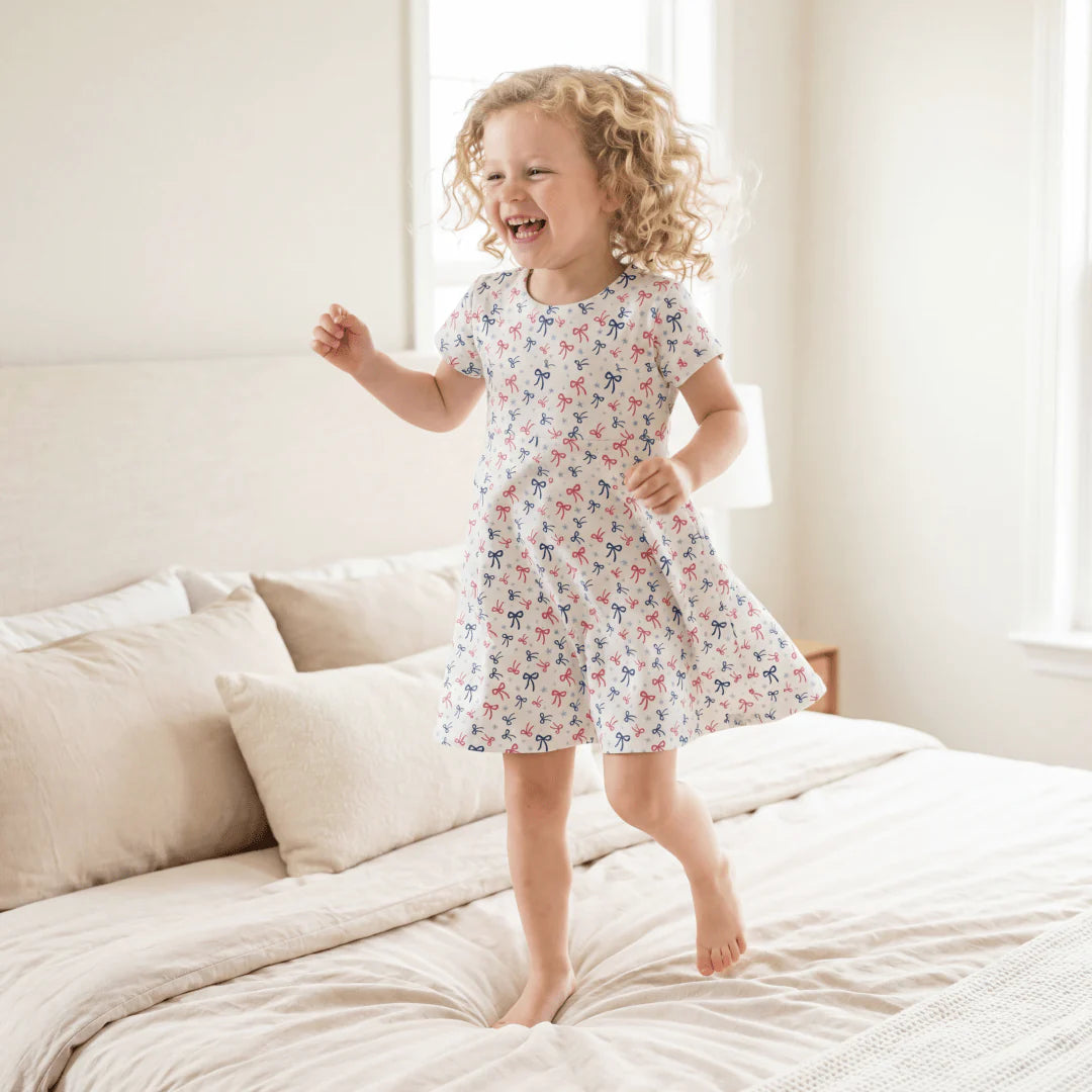 CAP SLEEVE SWIRLY DRESS || GOD BLESS BOWS