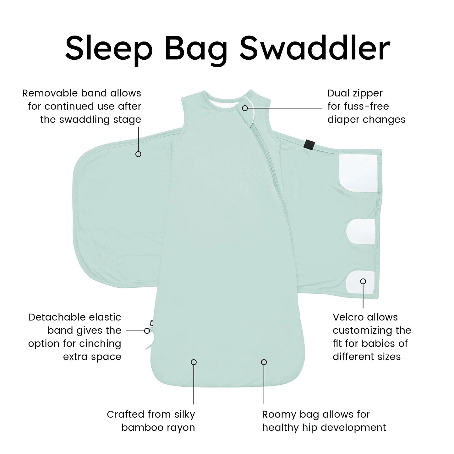 SLEEP BAG SWADDLER IN SAGE 1.0