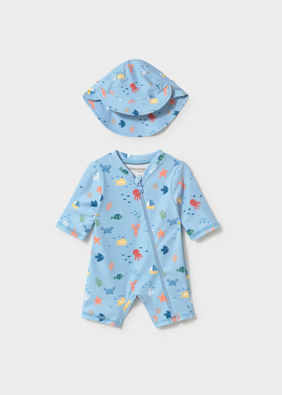 NEWBORN BOY 2-PIECE SWIM SET W/ SUN PROTECTION