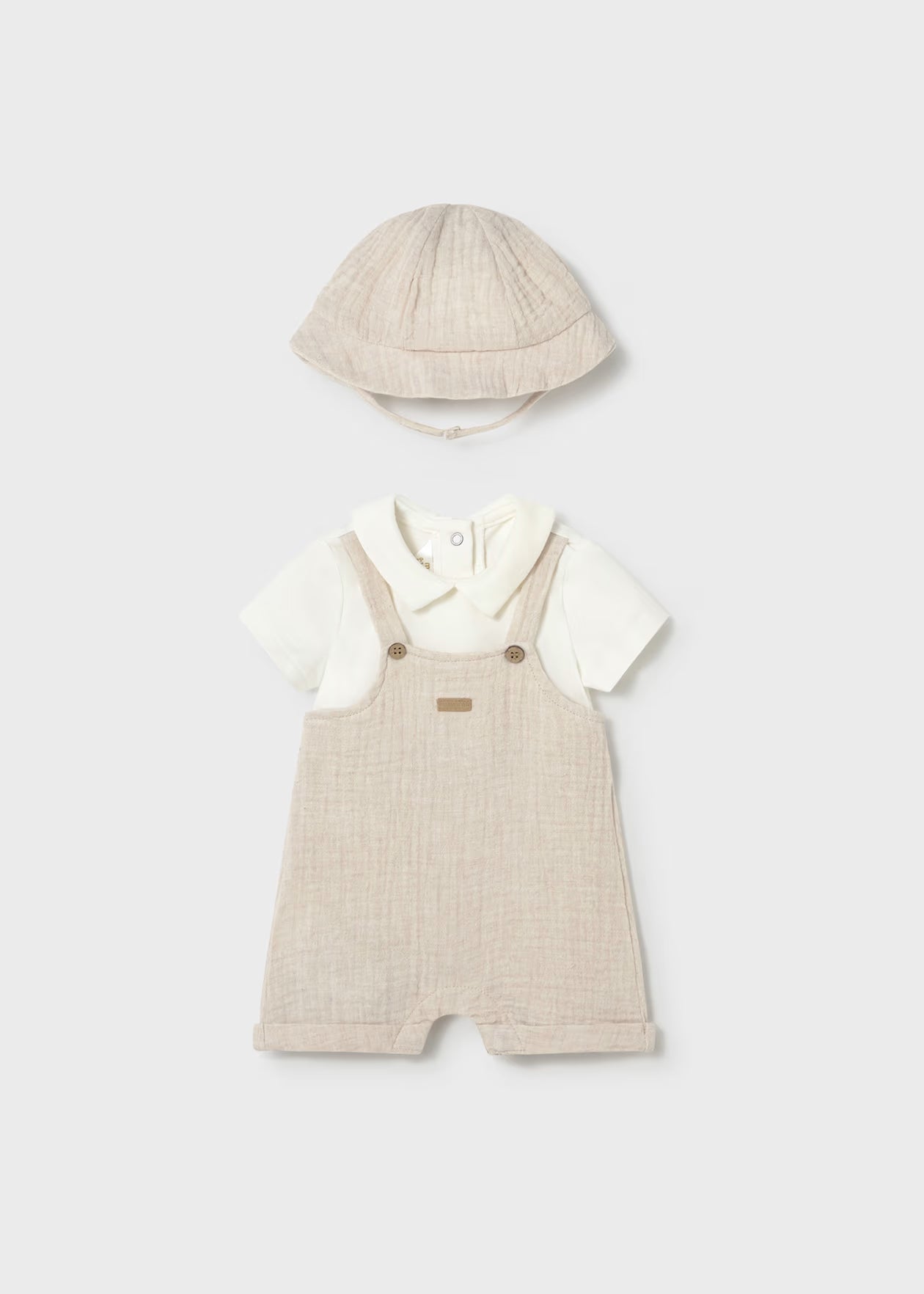 SHORT ROMPER WITH COLLAR SHIRT || WHEAT
