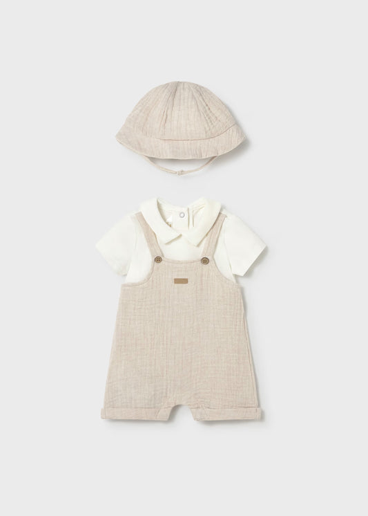 SHORT ROMPER WITH COLLAR SHIRT || WHEAT