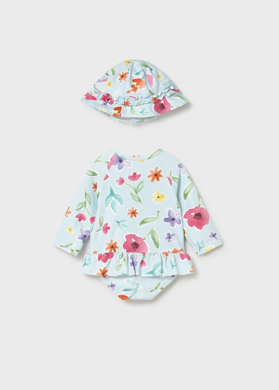 NEWBORN GIRL 2-PIECE SWIM SET W/ SUN PROTECTION