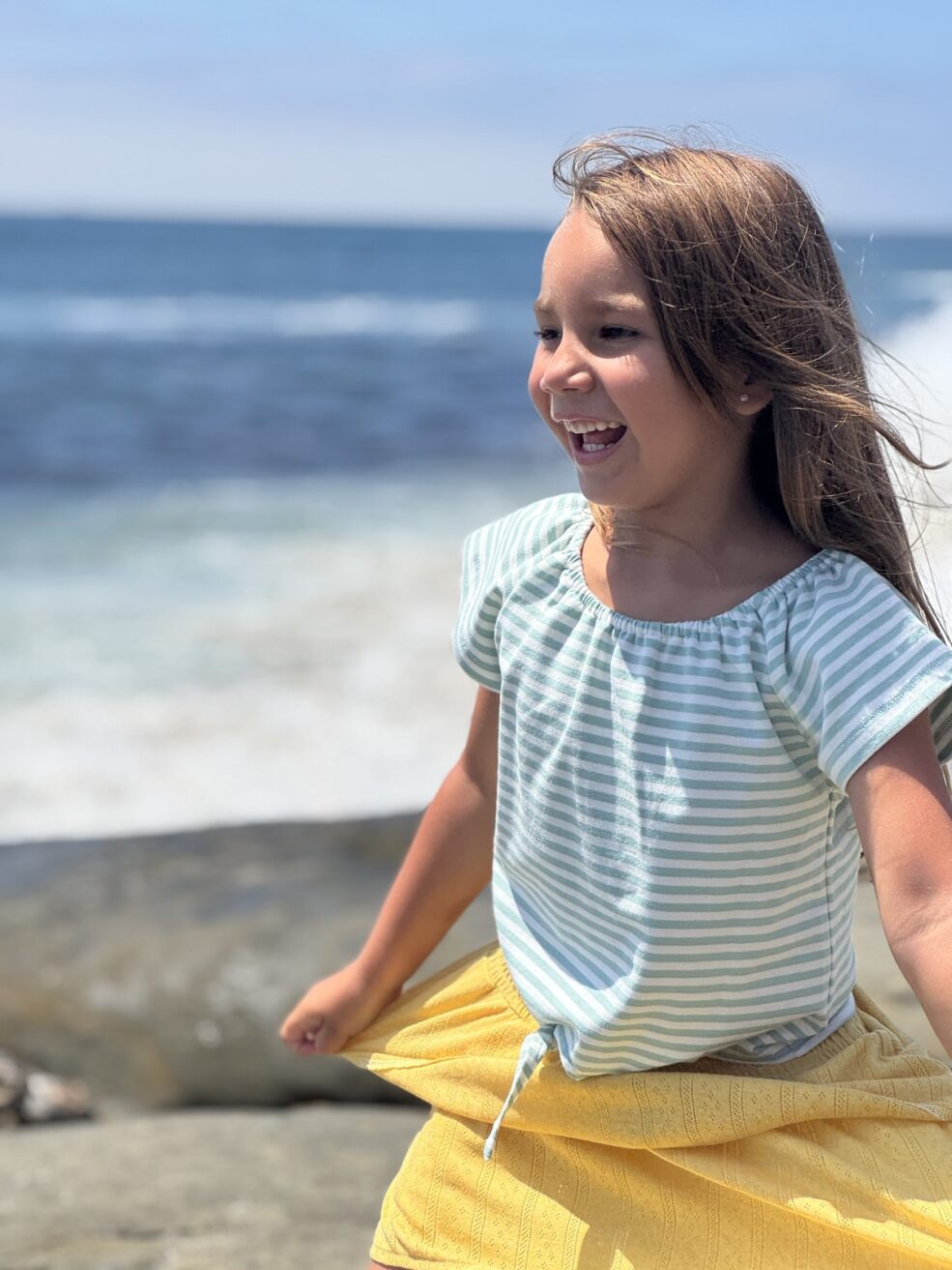 ESME TOP || GREEN/WHITE STRIPE